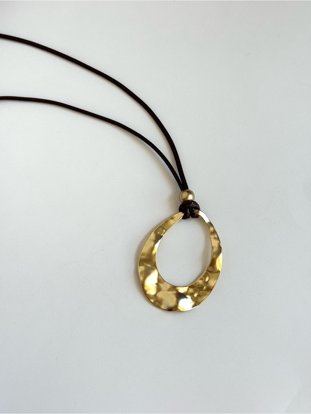 Y2k Boho Gold Hammered Teardrop Pendant Necklace